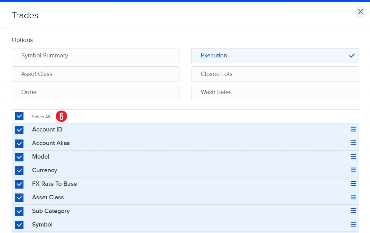 Select All w Trades